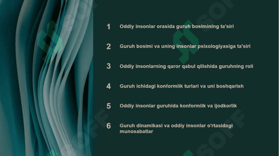 Guruh bosimi. Konformlik turlari. 3