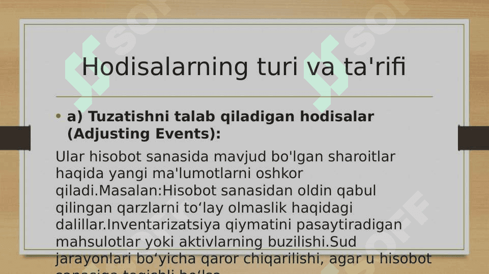 Hisobot sanasidan keyingi hodisalar auditi 4
