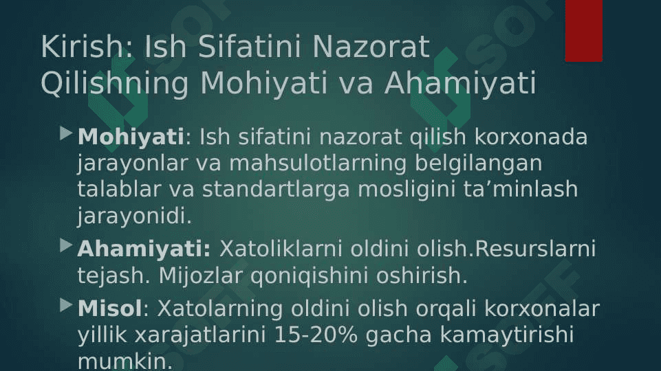 Ish sifatini nazorat qilishning dastlabki, joriy va keyingi nazorat bosqichlari 3