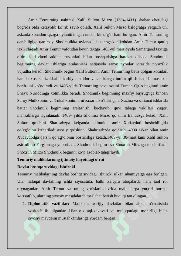 Temuriy malikalarning ijtimoiy sohadagi faoliyati 25 6