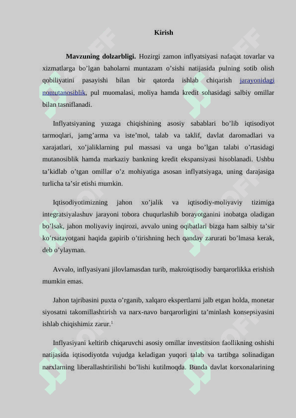 Inflyatsiyaning yuzaga kelish sabablari va rivojlanish omillari 2