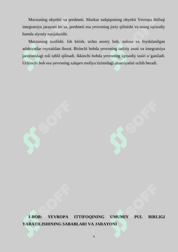 YEVROPA ITTIFOQINING UMUMIY PUL BIRLIGI-YEVRONING JORIY QILINISHI 4