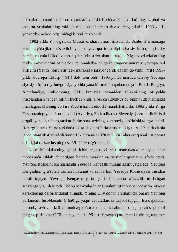 YEVROPA ITTIFOQINING UMUMIY PUL BIRLIGI-YEVRONING JORIY QILINISHI 7