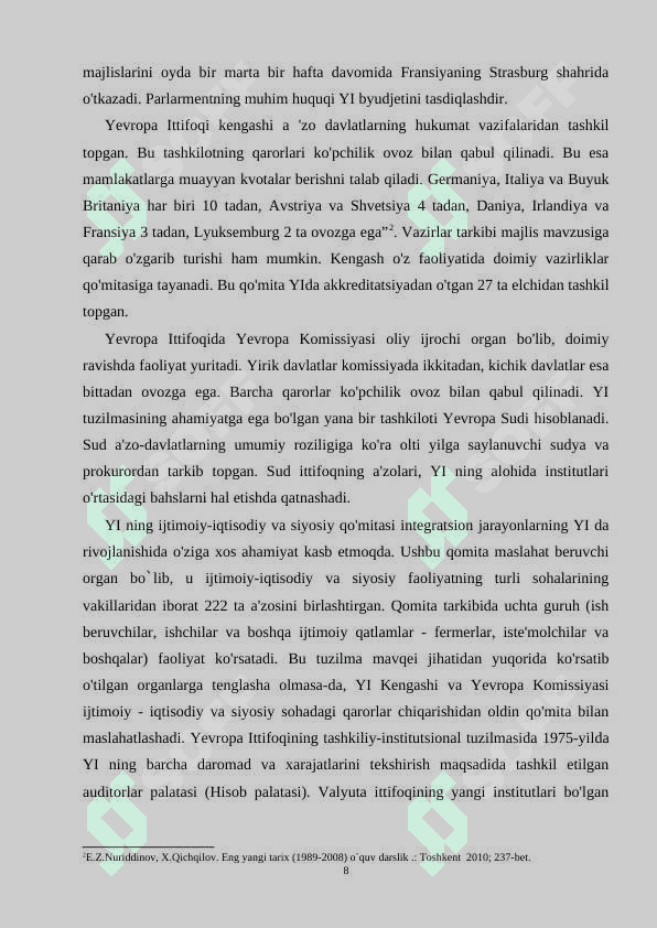 YEVROPA ITTIFOQINING UMUMIY PUL BIRLIGI-YEVRONING JORIY QILINISHI 8