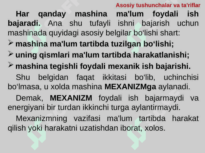Mexanizm va mashinalar tuzilishining asoslari 2