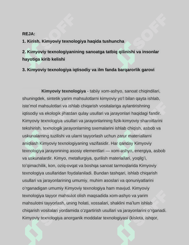 Kimyoviy texnologiya sanoatdagi roli 2