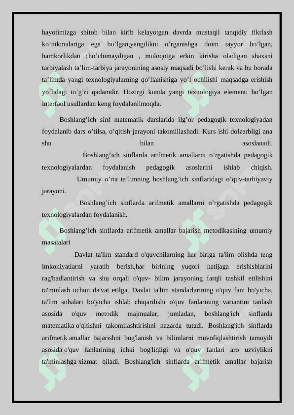 ARIFMETIK AMALLARNI O’RGATISHDA PEDAGOGIK TEXNOLOGIYALARDAN FOYDALANISH 2