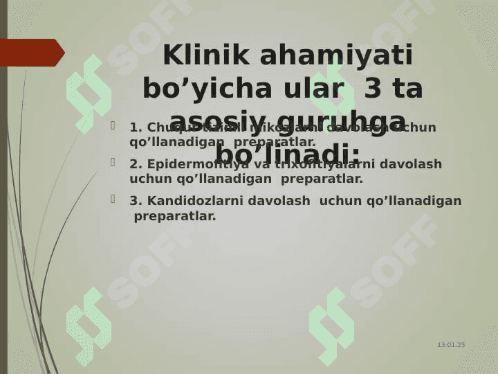 Zamburug’larga qarshi dorivositalarining klinik farmakologiyasi. 7