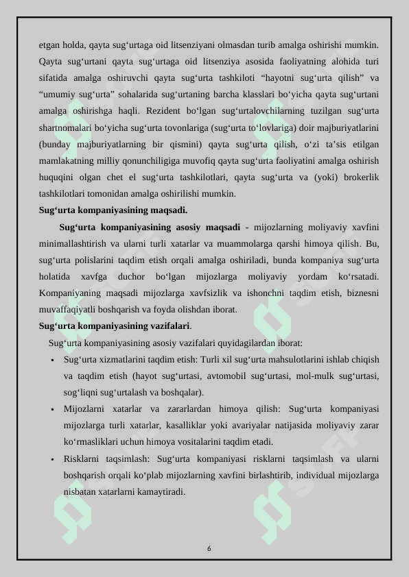 Sug’urta kompaniyasining tashkiliy tuzilishi. 6