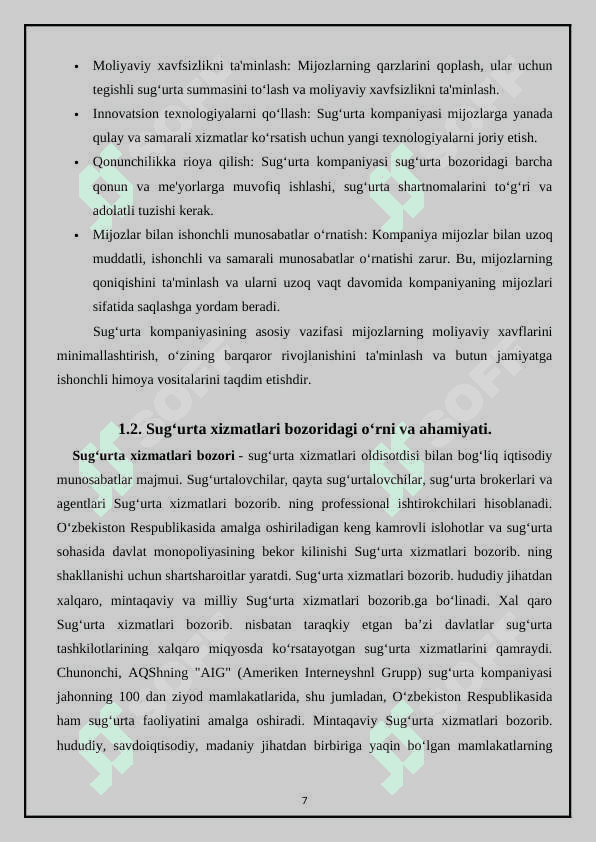 Sug’urta kompaniyasining tashkiliy tuzilishi. 7