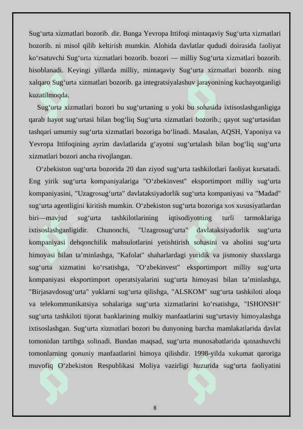 Sug’urta kompaniyasining tashkiliy tuzilishi. 8
