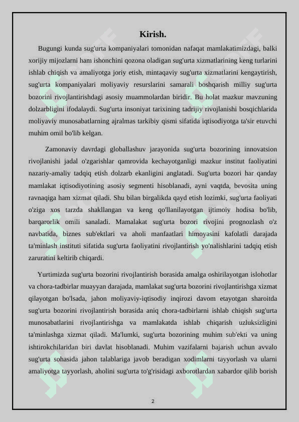 Sug’urtalovchi va sug’urtalanuvchi o’rtasidagi munosabatlarni takomillashtirish yo’llari. 2