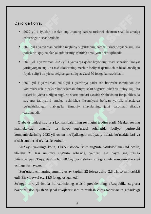 Sug’urtalovchi va sug’urtalanuvchi o’rtasidagi munosabatlarni takomillashtirish yo’llari. 4