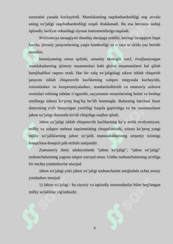 Jahon xoʻjaligi taraqqiyotining xozirgi zamon xususiyatlari 4