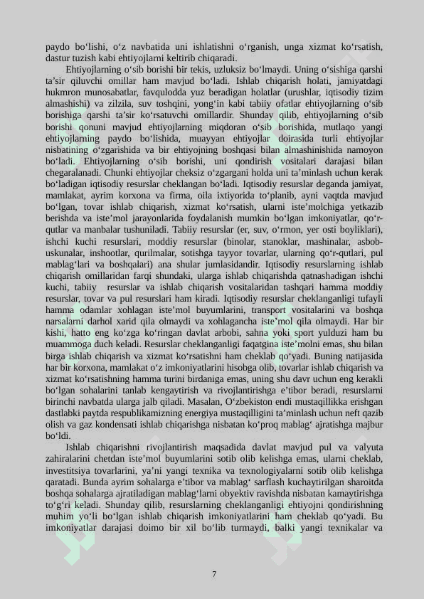 Ijtimoiy-iqtisodiy ehtiyojlarning mazmuni va ularning turkumlanishi 7