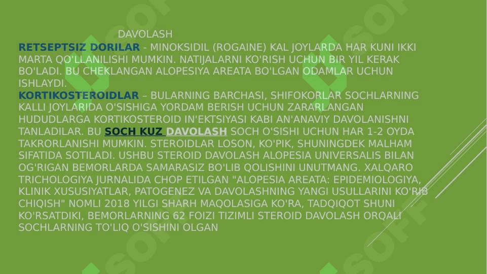 Alopetsiyani zamonaviy davolash ppt 7