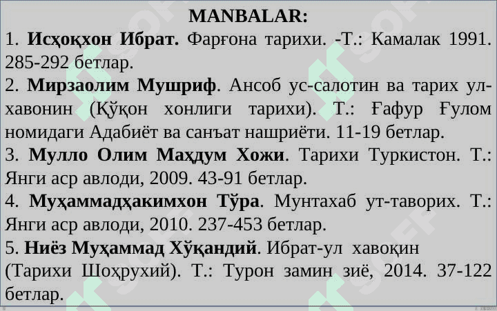 XVI-XIX asrning yarmida O‘rta Osiyo xalqlari madaniyati 3