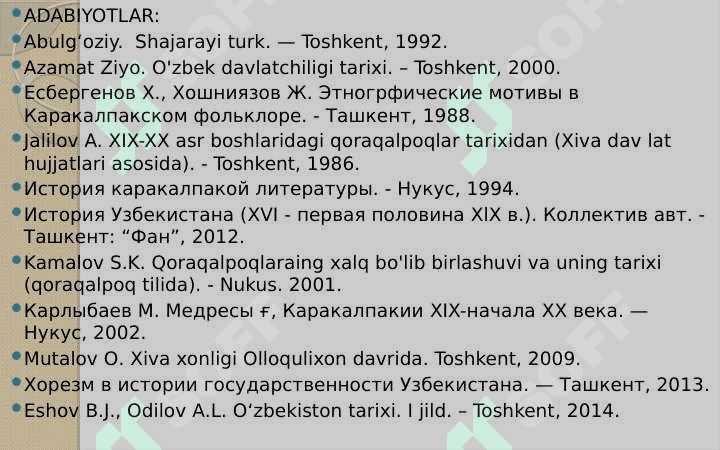 XVI - XIX asrning ikkinchi yarmida qoraqalpoqlar 3