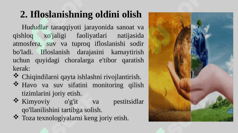 Hududlаr tаrаqqiyotining ekоlоgik jihаtlаri vа tаbiаtdаn fоydаlаnishning mintаqаviy muаmmоlаri 5