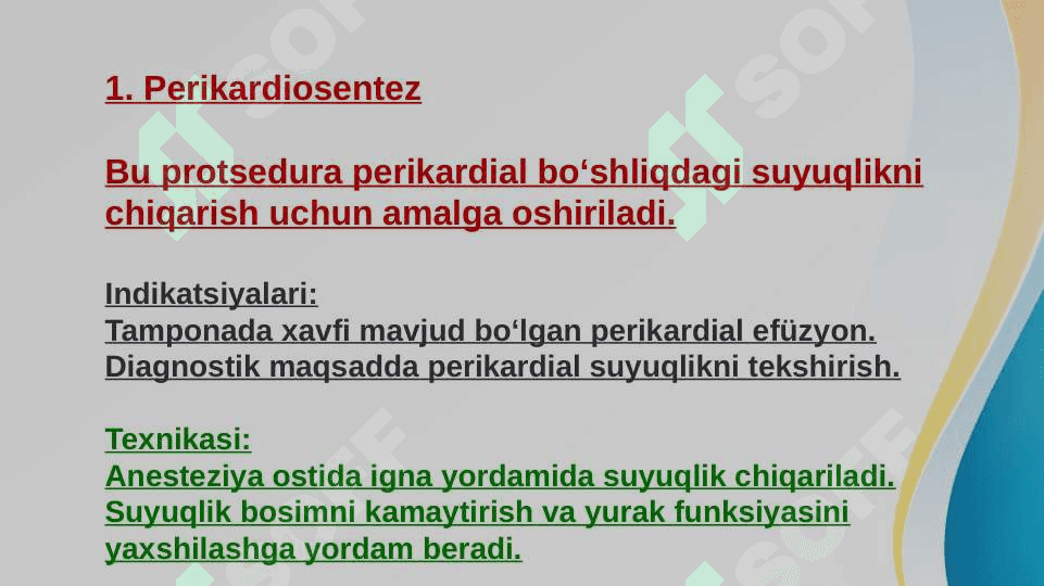 Perikarditda operatsiyalar. yurakn operatsiyalari 3