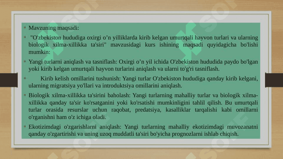 Respublikamizda oxirgi o’n yilliklarda paydo bo'lgan turlar 4