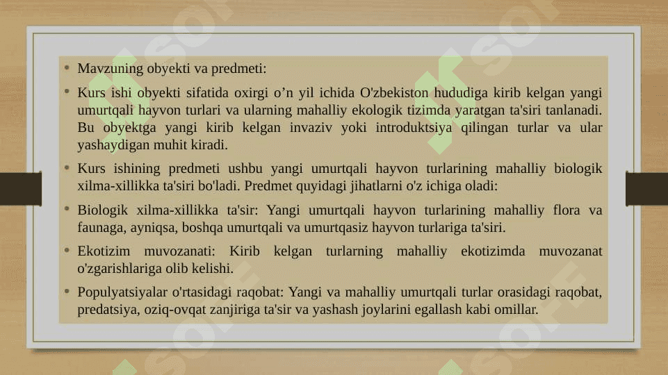 Respublikamizda oxirgi o’n yilliklarda paydo bo'lgan turlar 5