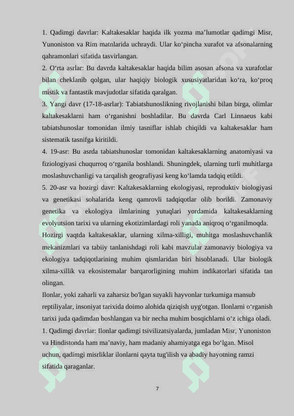 Respublikamizda uchraydigan zaharli ilonlar faunasining biologik xilmaa-xilligi va tarqalishi 7