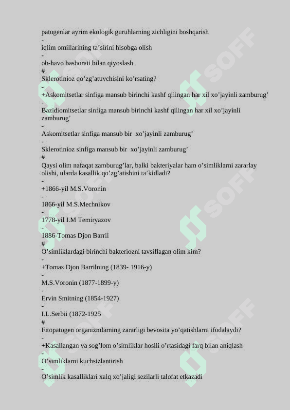 Fitopatologiya fanidan 660 test javobi bn 3