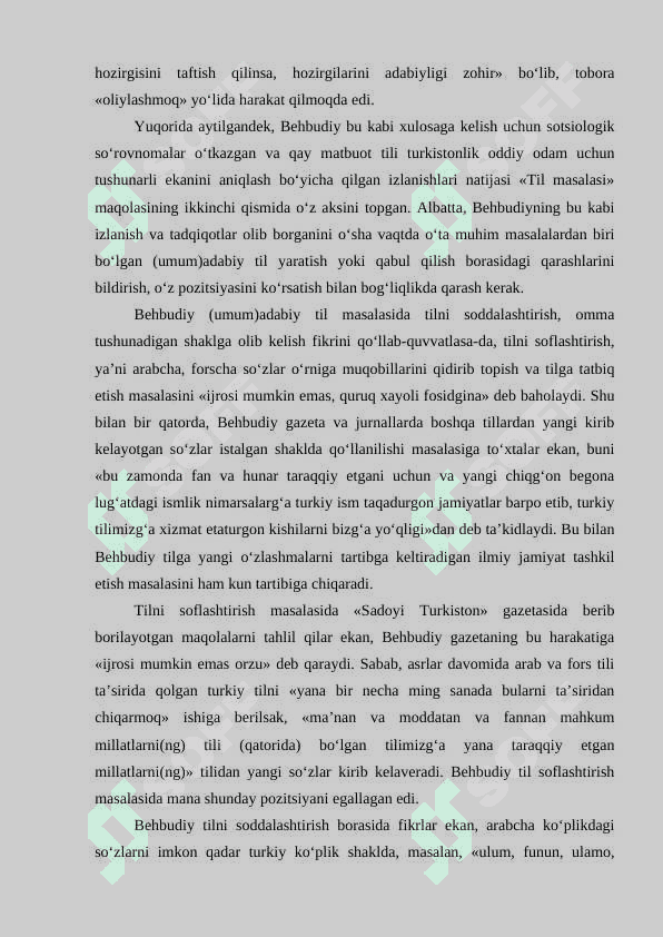 Behbudiyning tilshunoslik sohasiga oid faoliyati 8