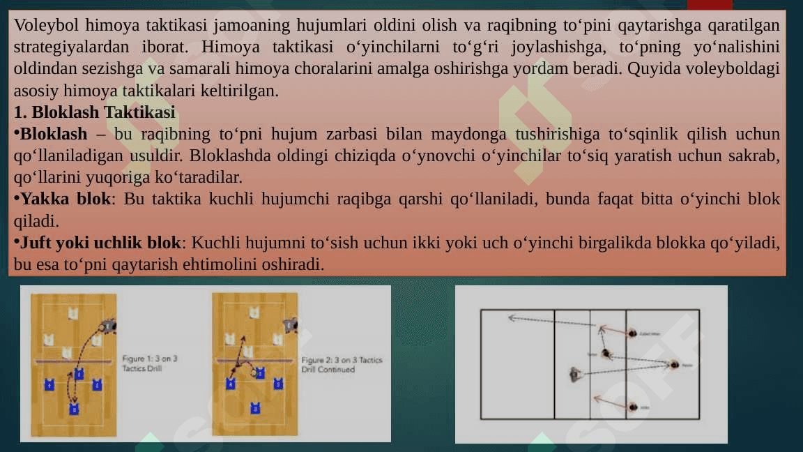 Voleybol Himoya Taktikasi 2