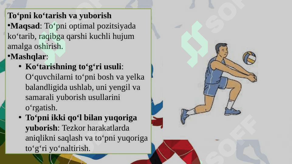 Voleybol To'p bilan ijro etiladigan yakka taktik harakatlarga o'rgatish 3
