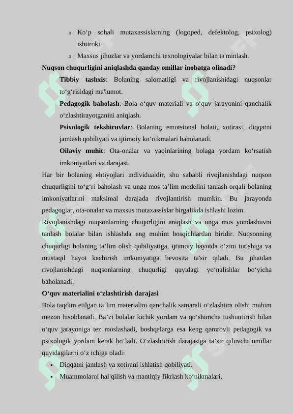 Alohida yordamga muhtoj bolalarda rivojlanishdagi nuqsonning chuqurligi va tuzulishiga qarab inklyuziya modellarini tanlash 4