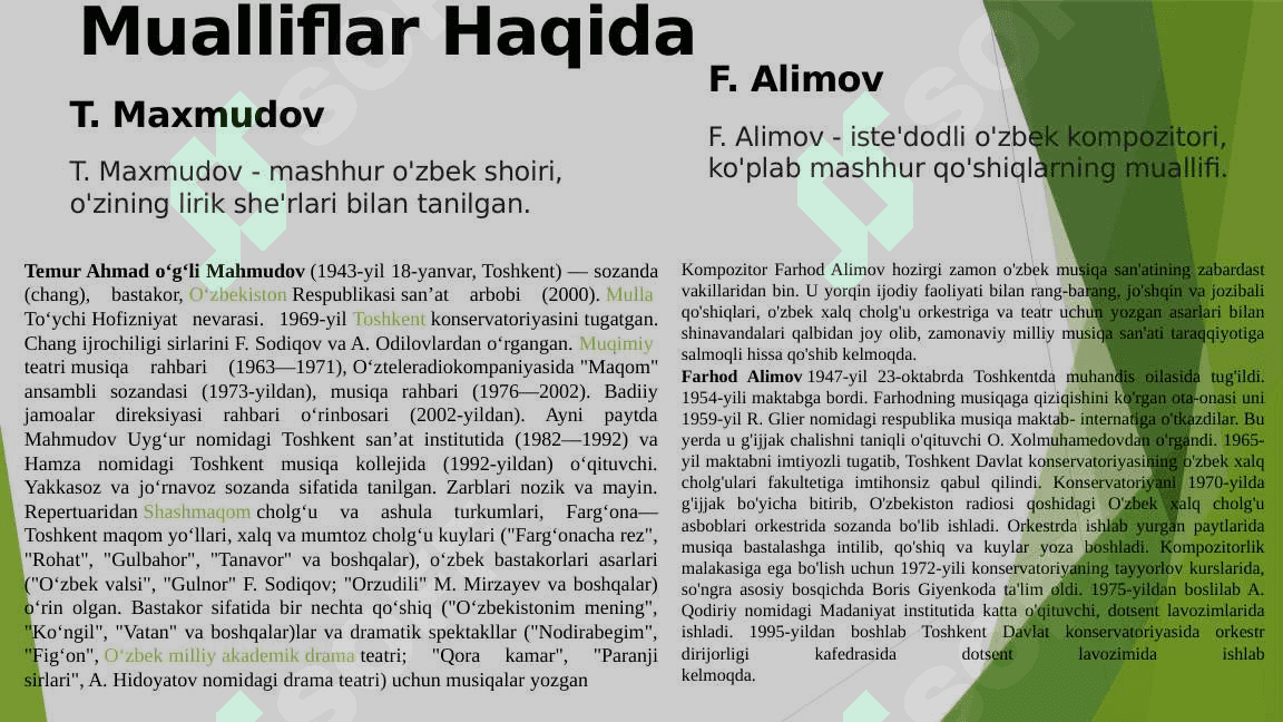 "Oyijonim Allasi" T.Maxmudov sheri, F.Alimov musiqasi 1