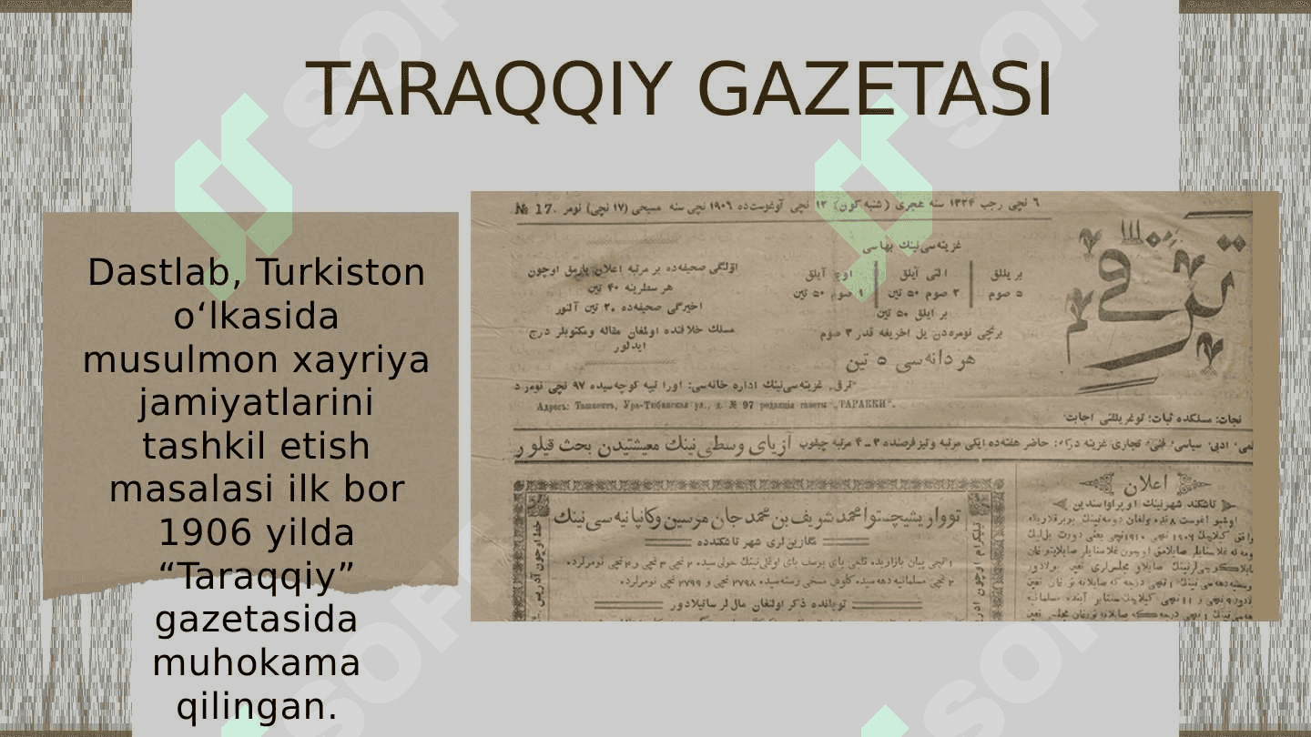 JADID MA'RIFATPARVARLARINING O'LKA IJTIMOIY-MA'NAVIY HAYOTIDA TUTGAN O'RNI (MUNAVVAR QORI, FITRAT, BEHBUDIY, AVLONIY) 4