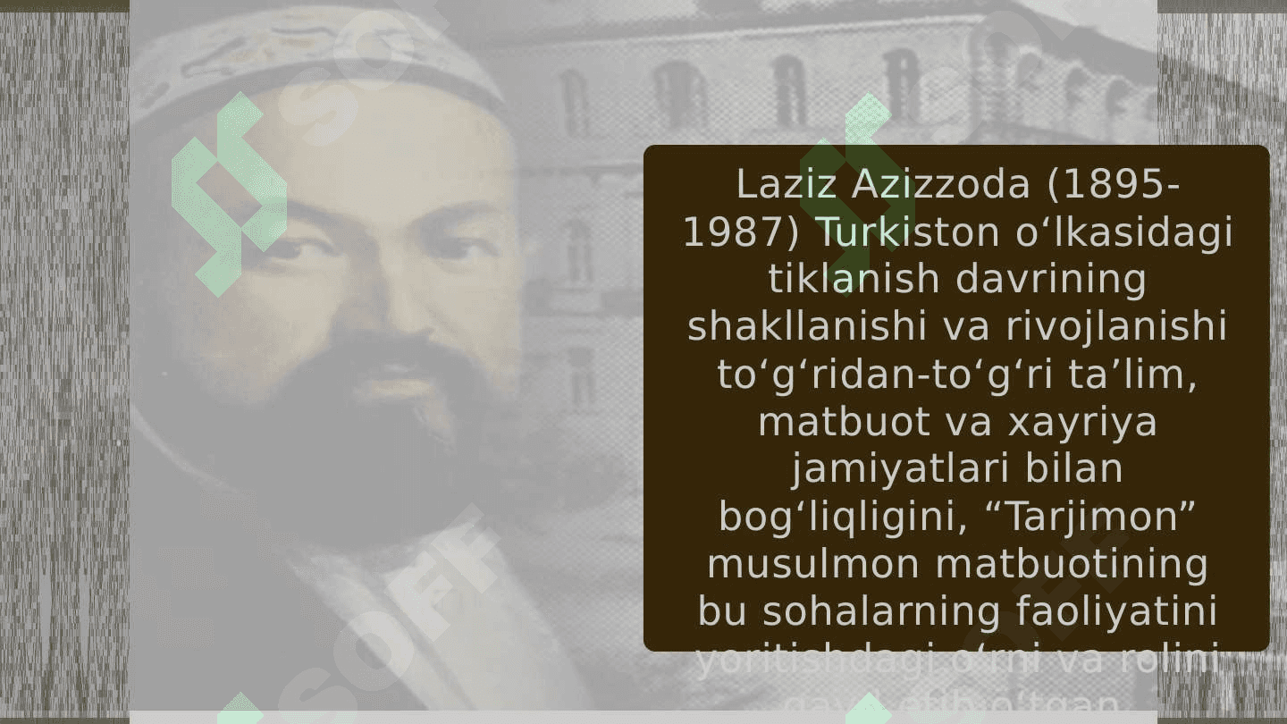 JADID MA'RIFATPARVARLARINING O'LKA IJTIMOIY-MA'NAVIY HAYOTIDA TUTGAN O'RNI (MUNAVVAR QORI, FITRAT, BEHBUDIY, AVLONIY) 6