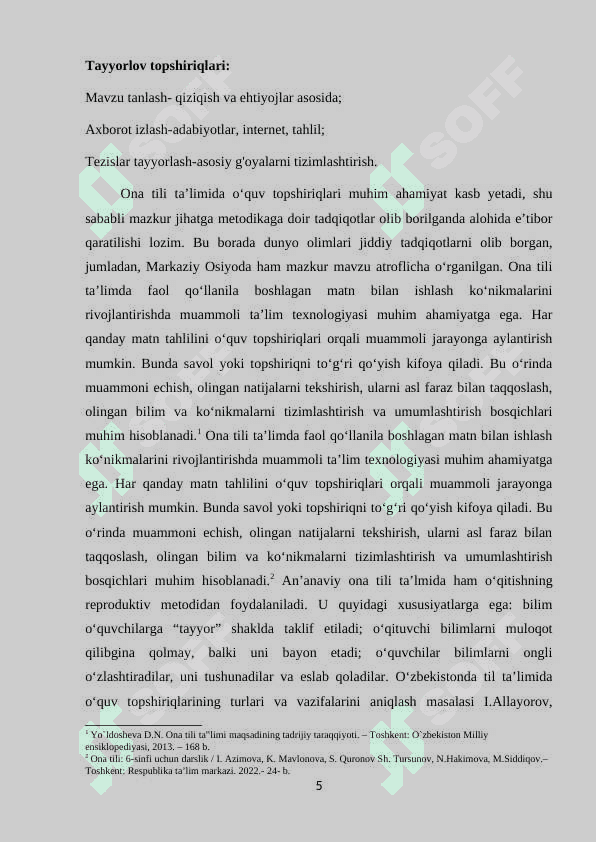O‘quvchilarning og‘zaki va yozma nutqini o‘stirishda o‘quv topshiriqlarining ahamiyati 5
