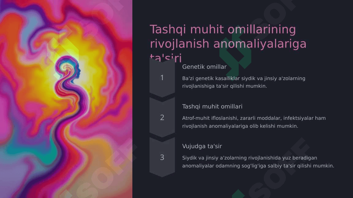 Siydik ayirish-jinsiy a'zolari taraqqiyotiga tashqi muhit omillarining ta'siri 8
