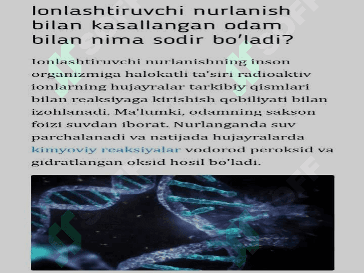 Ionlashtiruvchi nurlarni xujayraga ta'siri 7
