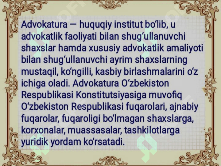 O‘zbekiston Respublikasi Konstitutsiyasida advakaturaning o‘rni 2