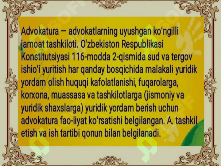O‘zbekiston Respublikasi Konstitutsiyasida advakaturaning o‘rni 4