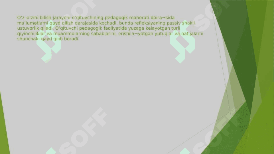 O‘Z-O‘ZINI TARBIYALASH VA O‘Z USTIDA ISHLASH. PEDAGOGIKA TAJRIBANI TO‘PLASH TIZIMI. 7