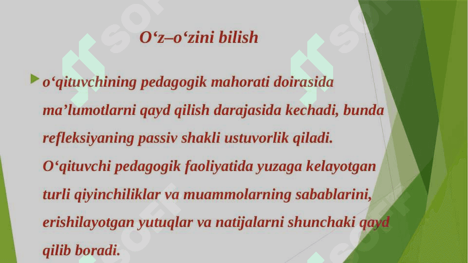 O‘Z-O‘ZINI TARBIYALASH VA O‘Z USTIDA ISHLASH. PEDAGOGIKA TAJRIBANI TO‘PLASH TIZIMI. 8