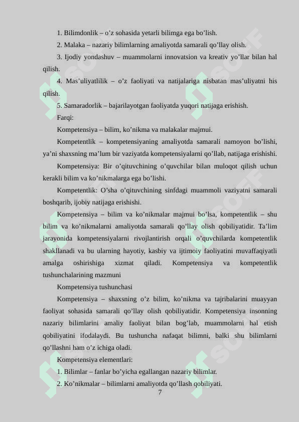 Kompetensiyani shakllantirish 7