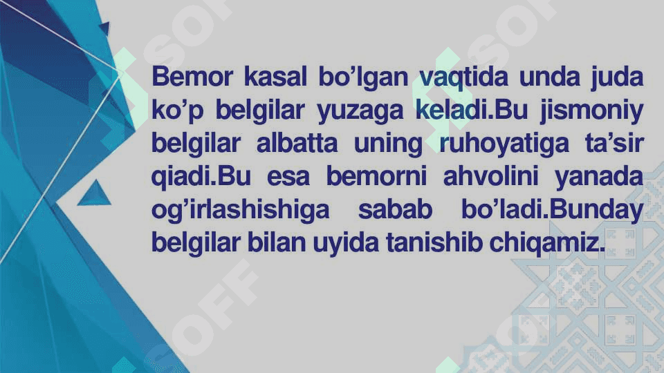 Bemorlarning ruxiy holati “depressiya, shok, qo’rquv, cho’chish, 3