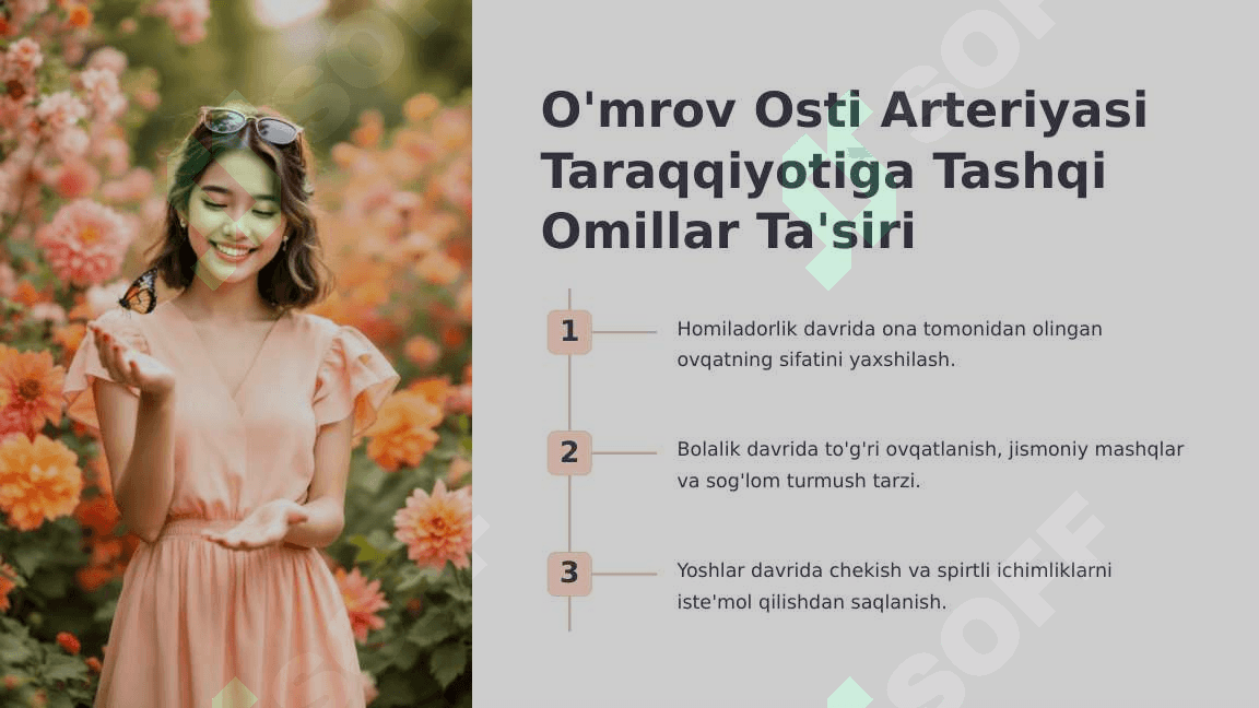 O'mrov osti, qo'ltiq, yelka-bilak sohasi arteriyalar taraqqiyotiga tashqi omillarning ta'siri 8