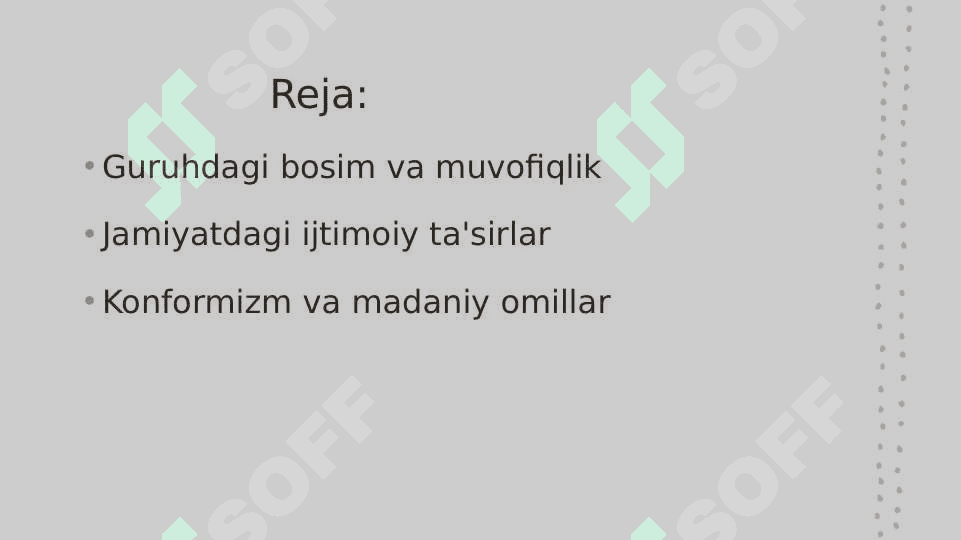 Гурух босим конформлик турлари. 2