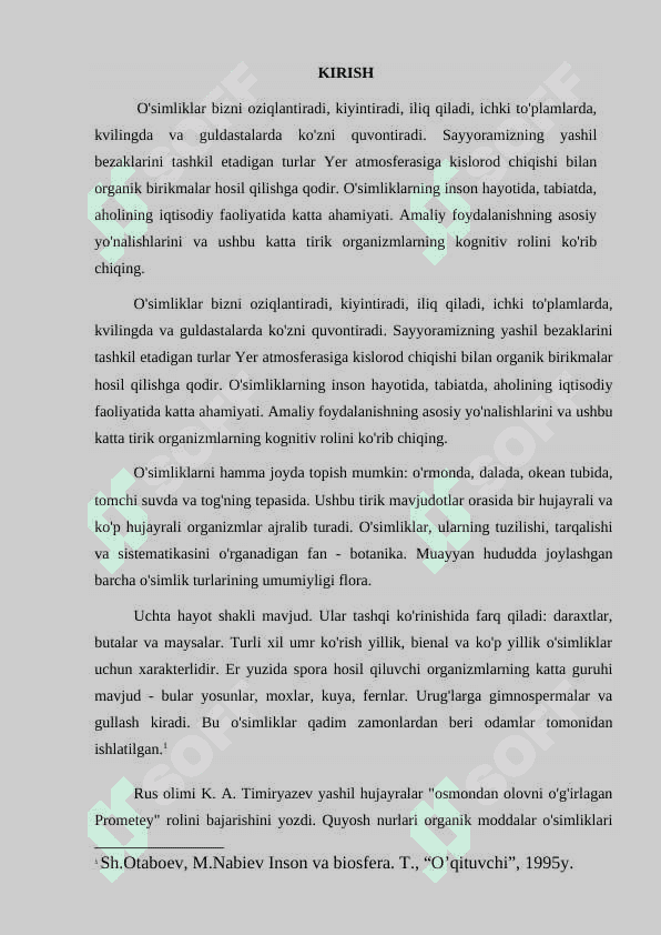 O'simliklarning inson hayotida tutgan o'rni va biosferadagi ahamiyati 3