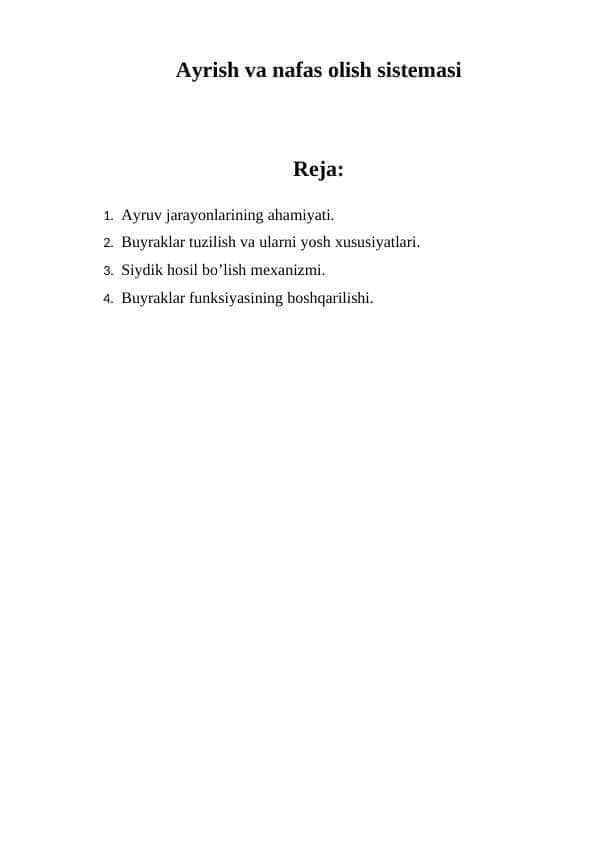 Ayrish va nafas olish sistemasi