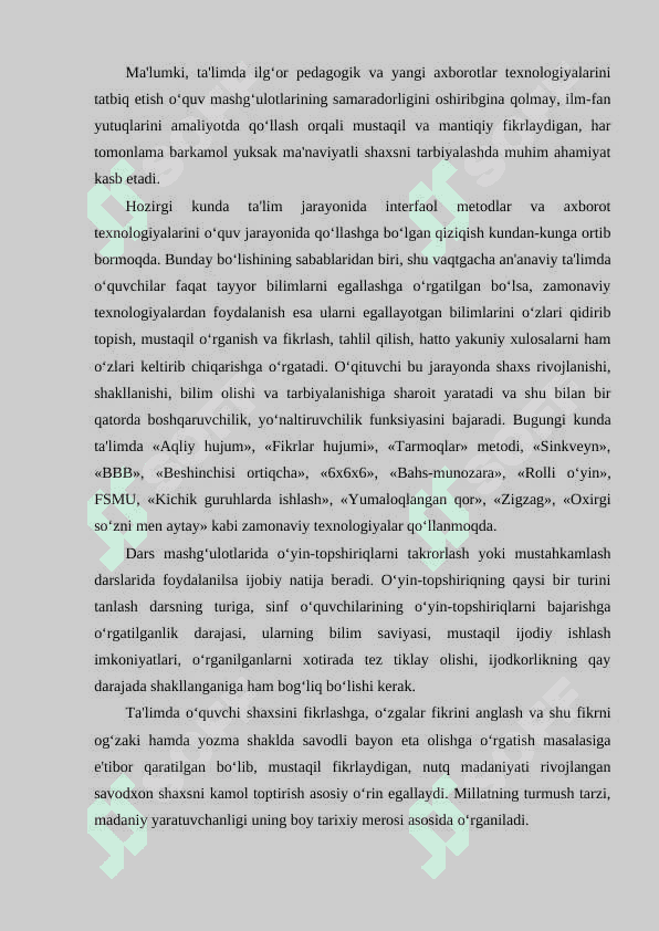 Darslarda o'yin metodidan foydalanishning ahamiyati 3