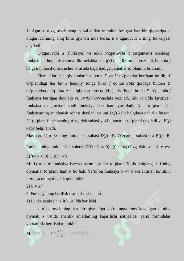 ALGEBRAIK VA TRIGONOMETRIK FUNKSIYALAR HOSILASI 2